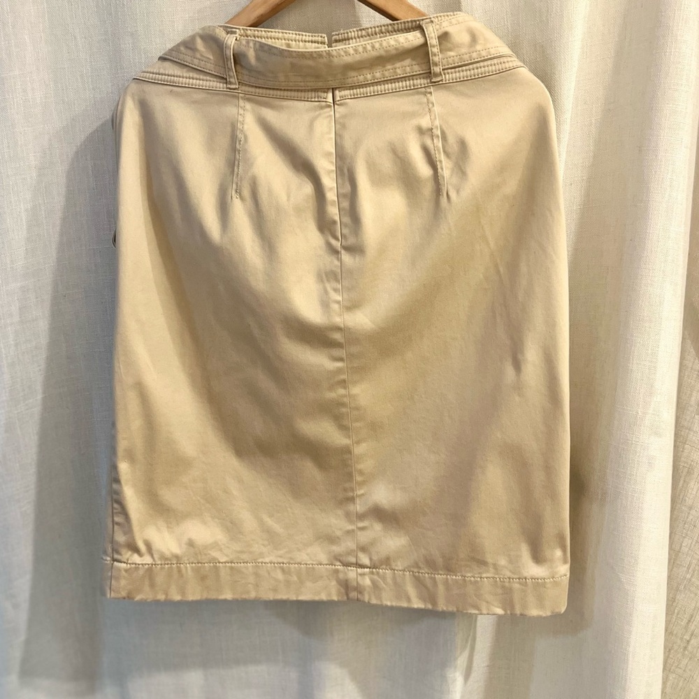 Ann Taylor Petite Khaki Button Front Skirt - Picture 7 of 10